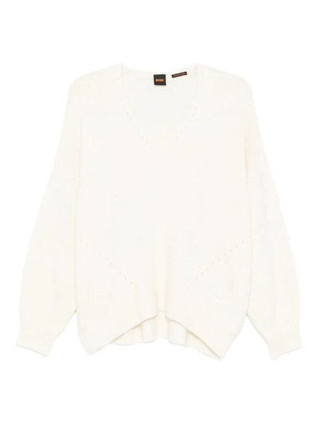  Boss Jersey Con Cuello En V - Blanco 