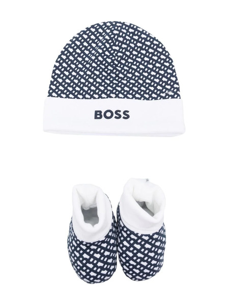  Boss Kidswear Conjunto Con Gorro Con Monograma Estampado - Azul 