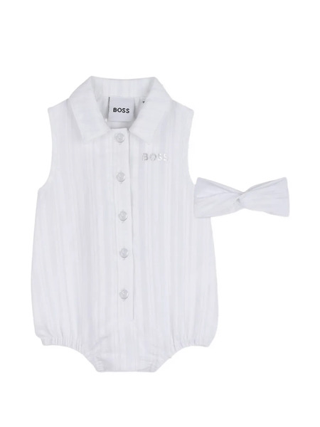  Boss Kidswear Set De Pelele A Rayas - Blanco 