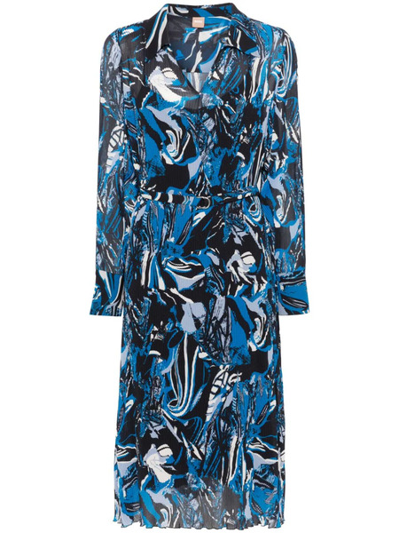  Boss Vestido Midi Plisado - Azul 