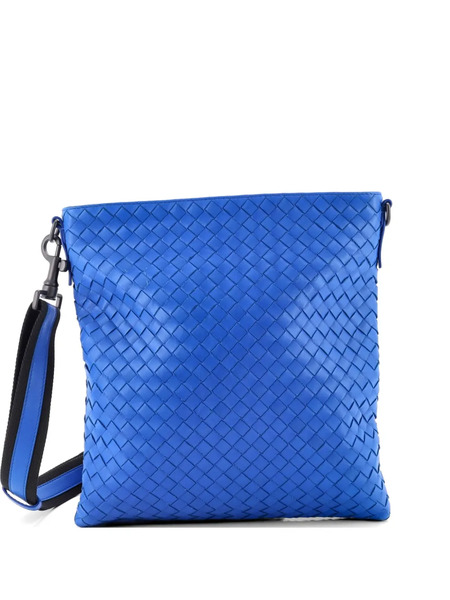  Bottega Veneta Pre-owned Bandolera Flat Messenger Mediana De Piel De Napa Con Diseño Intrecciato - Azul 