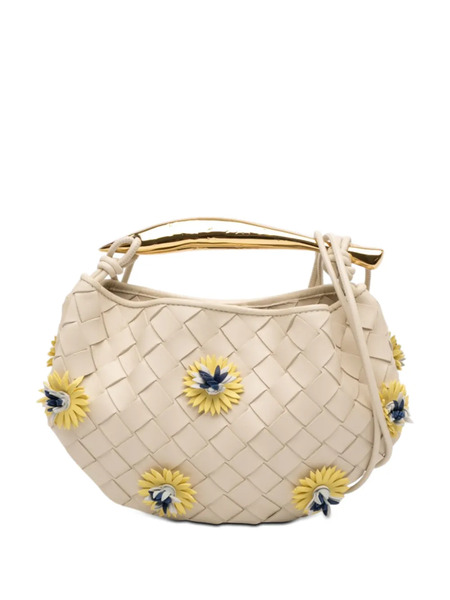  Bottega Veneta Pre-owned Bolso Satchel Floral Sardine Baby De Piel De Borrego Con Diseño Intrecciato 2021-2026 - Blanco 