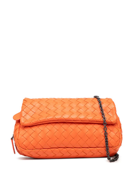  Bottega Veneta Pre-owned 2012-2025 Mini Nappa Intrecciato Expandable Chain Flap Crossbody Bag - Naranja 