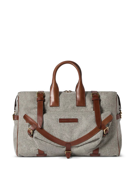  Brunello Cucinelli Bolso Estilo Militar De Lana Virgen, Alpaca Y Cachemira Y Apliques De Piel De Becerro Granulada - Gris 