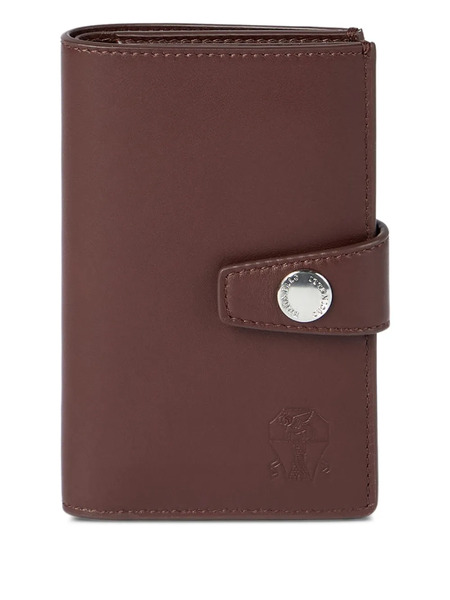  Brunello Cucinelli Cartera De Piel De Becerro Con Ranuras Para Tarjetas En El Interior Y Cremallera - Marrón 