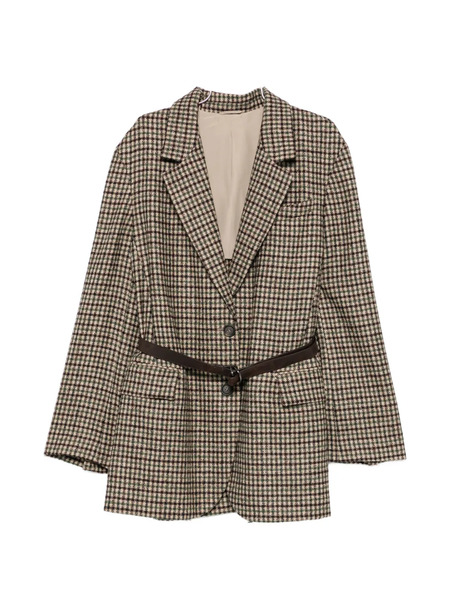  Brunello Cucinelli Check-pattern Belted Blazer - Neutro 