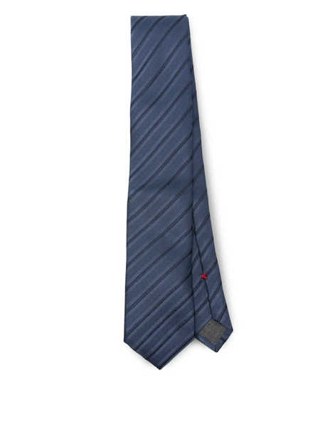  Brunello Cucinelli Corbata De Seda A Rayas - Azul 