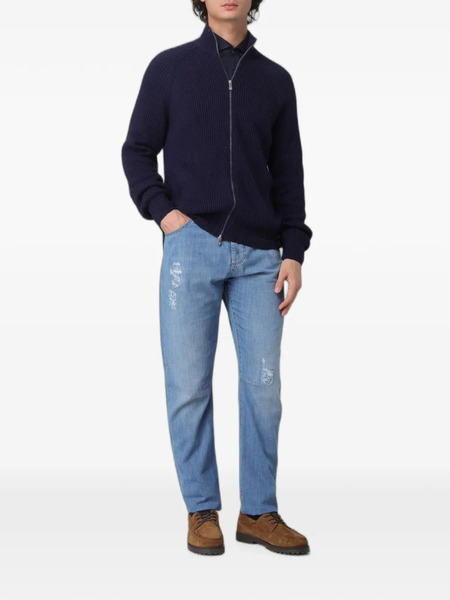  Brunello Cucinelli Distressed Straight-leg Jeans - Azul 