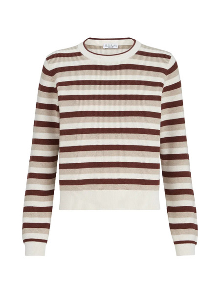  Brunello Cucinelli Jersey De Rayas De Algodón - Neutro 