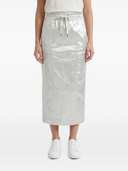  Brunello Cucinelli Metallic-effect Drawstring Skirt - Plateado 