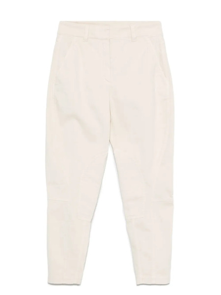  Brunello Cucinelli Pantalones De Algodón A Paneles - Blanco 