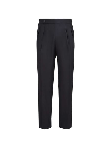  Brunello Cucinelli Pantalones De Esmoquin De Seda Y Lana Virgen Con Diseño Ligero, Pinzas Dobles Y Trabillas En La Cintura - Negro 