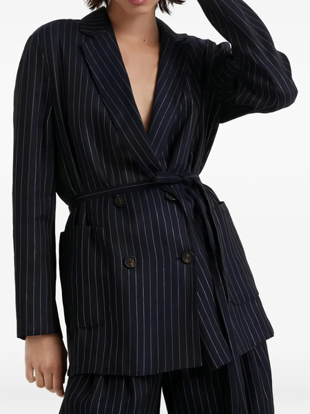  Brunello Cucinelli Pinstripe Blazer - Azul 