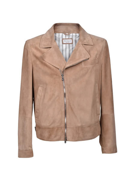  Brunello Cucinelli Suede Biker Suede Jacket - Neutro 