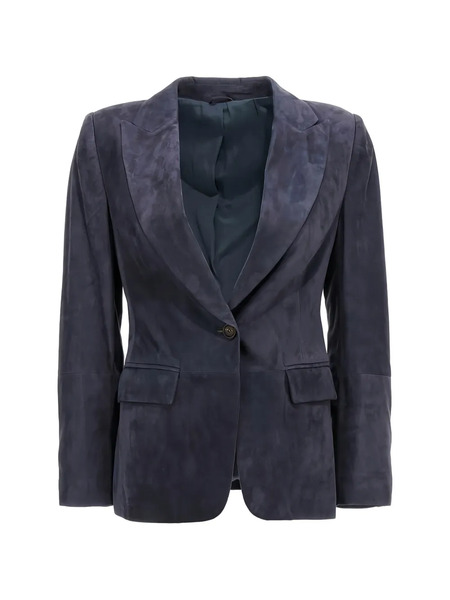  Brunello Cucinelli Suede Single-breasted Blazer - Azul 