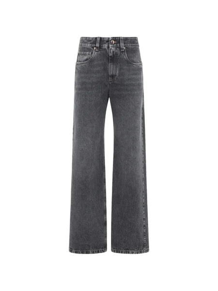 Brunello Cucinelli Vaqueros Con Cadena Monili - Gris 