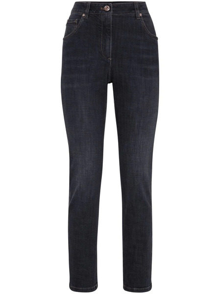  Brunello Cucinelli Vaqueros Con Detalle De Parche - Negro 