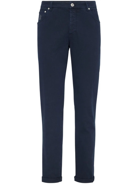  Brunello Cucinelli Vaqueros Con Logo Bordado - Azul 