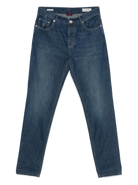  Brunello Cucinelli Vaqueros Con Logo Bordado - Azul 