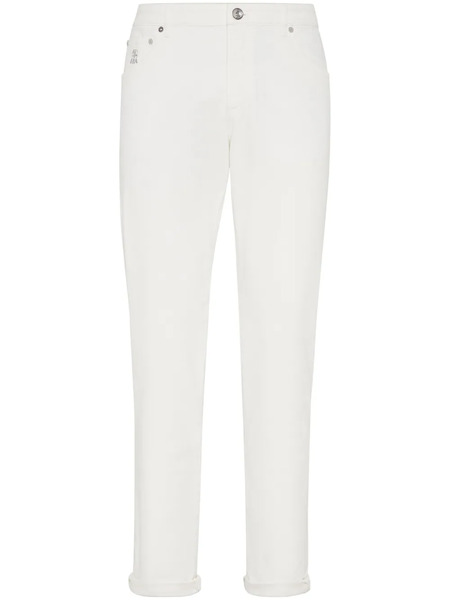  Brunello Cucinelli Vaqueros Con Logo Bordado - Blanco 