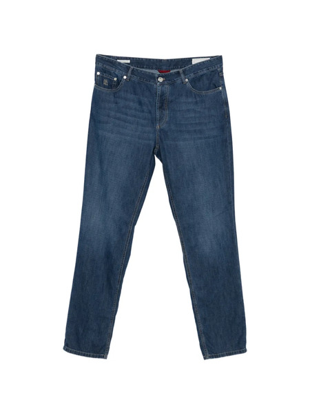  Brunello Cucinelli Vaqueros Con Parche Del Logo - Azul 