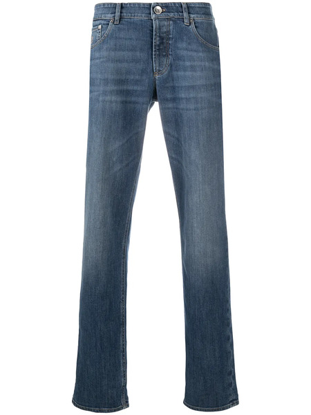  Brunello Cucinelli Vaqueros Rectos De Talle Medio - Azul 