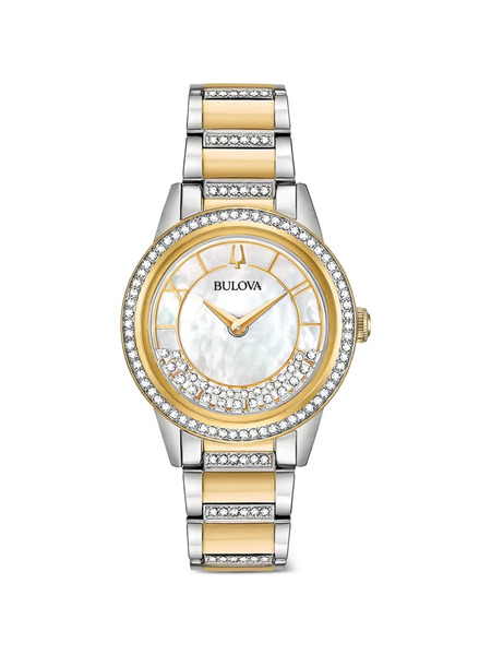  Bulova Reloj Crystal Turnstyle De 32.5mm - Blanco 