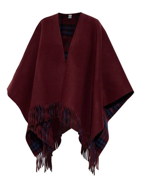  Burberry Capa Reversible Con Flecos - Rojo 