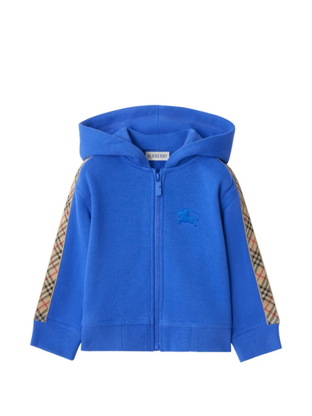  Burberry Kids Sudadera De Algodón Con Capucha Y Ribete A Cuadros - Azul 