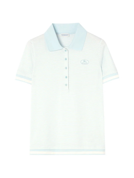  Burberry Polo De Algodón A Rayas - Azul 