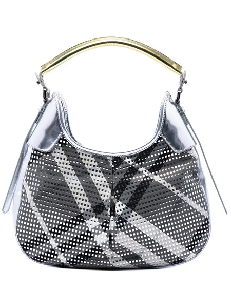  Burberry Pre-owned Bolso Hobo Brooklyn Metalizado De Charol Y Nylon Con Motivo Beat Check 2000-2017 - Gris 