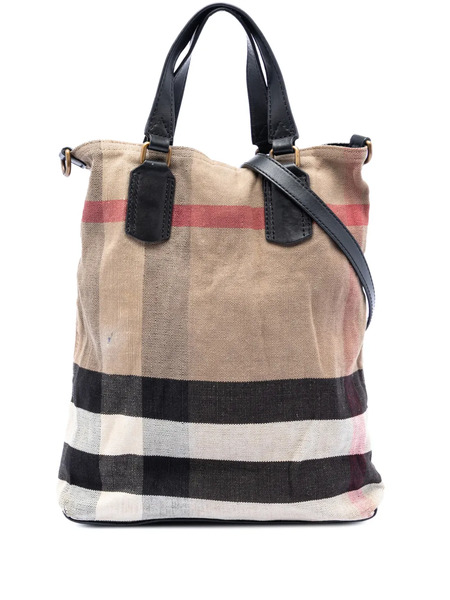  Burberry Pre-owned Bolso Satchel Mega Check Canvas Tottenham Brit 2000-2017 - Marrón 