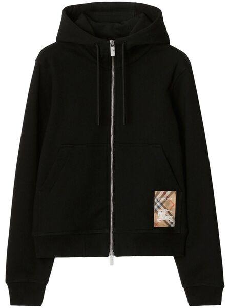  Burberry Sudadera Check Label Con Capucha - Negro 