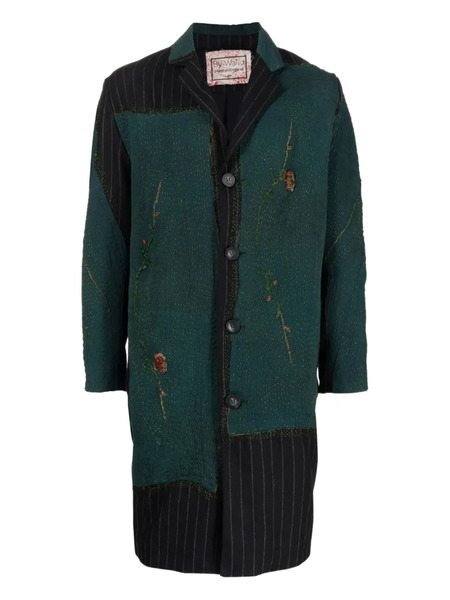  By Walid Abrigo Con Diseño Patchwork - Verde 
