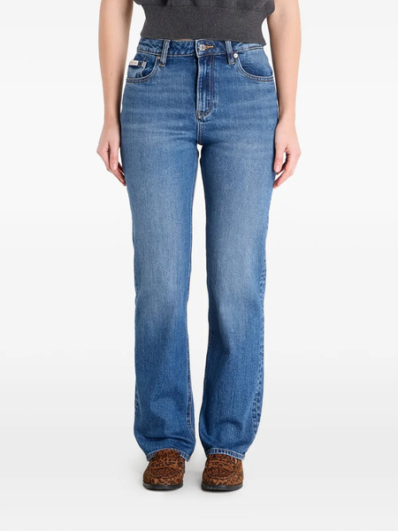 Calvin Klein Vaqueros Rectos De Talle Alto - Azul 