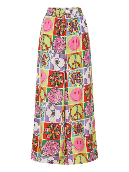 Camilla Pantalones Rectos Con Motivo Floral - Morado 
