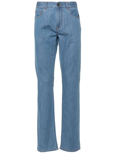  Canali Vaqueros Slim De Talle Medio - Azul 
