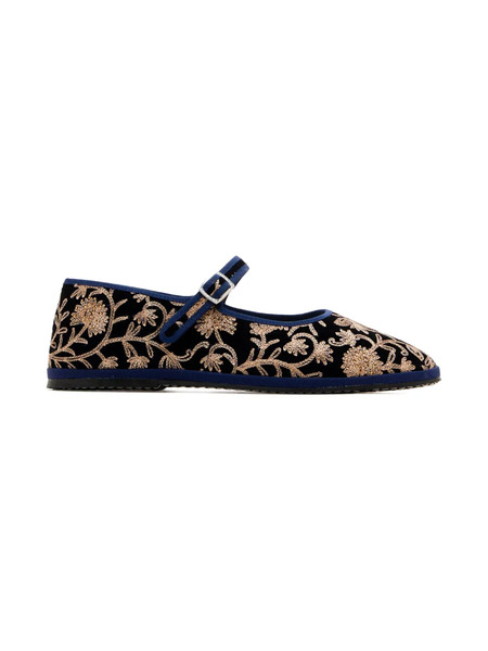  Capulette Bailarinas Con Bordado Floral - Azul 