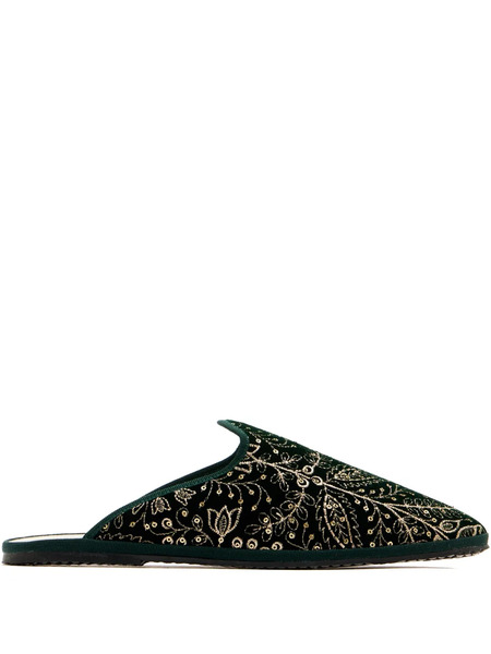  Capulette Mules De Terciopelo Bordado - Negro 