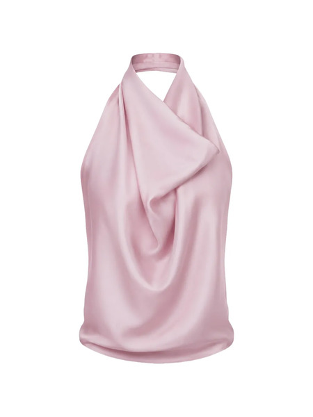 Carven Silk Drap Backless Top - Rosa 