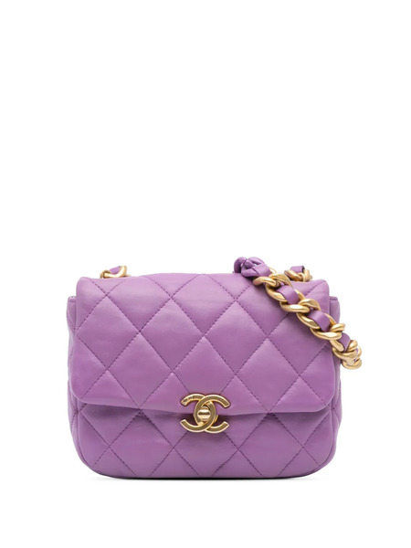  Chanel Pre-owned Bandolera Candy Chain Mini En Piel De Borrego Acolchada Con Solapa 2021-2024 - Morado 