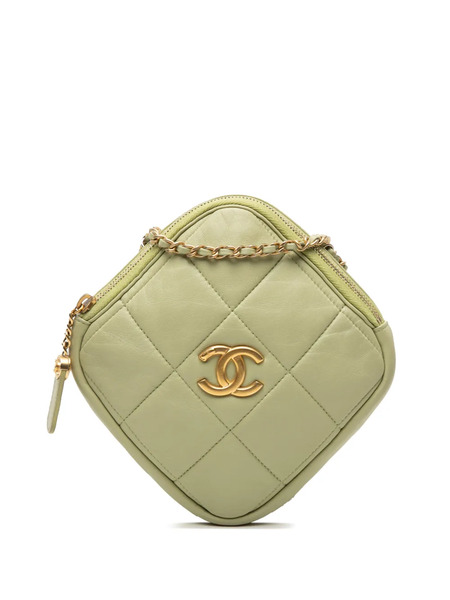  Chanel Pre-owned Bandolera Clutch With Chain A Rombos En Piel De Borrego Acolchado Con Logo Cc 2020 - Verde 