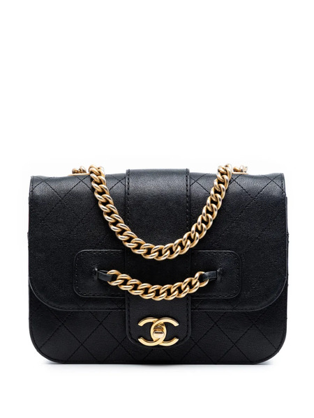  Chanel Pre-owned Bandolera Front Chain Flap Grande Con Diseño Acolchado De Piel De Oveja 2017-2018 - Negro 