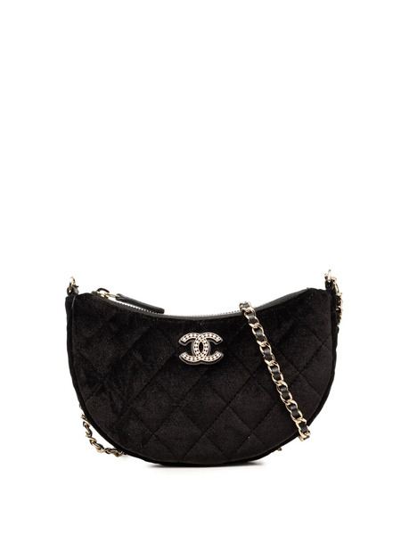  Chanel Pre-owned Bandolera Half Moon De Velour Acolchada Con Correa De Cadena Y Logo 2021-2026 - Negro 