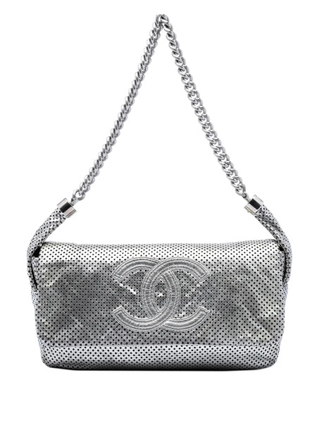  Chanel Pre-owned Bolso De Hombro Rodeo Drivede Piel De Becerro Esmaltada Y Metalizada Con Perforaciones 2008-2009 - Plateado 
