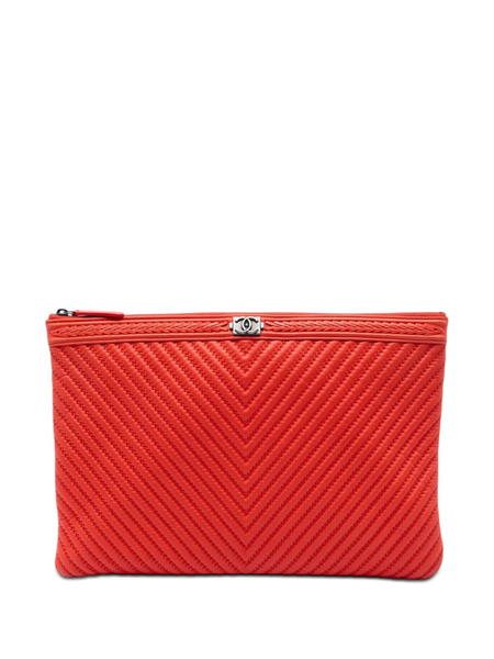  Chanel Pre-owned Bolso De Mano Boy O Case Grande De Piel De Becerro Con Costuras Dobles 2016-2017 - Rojo 