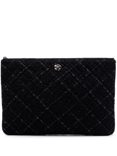  Chanel Pre-owned Bolso De Mano Camellia O Case Grande De Tweed Y Piel De Borrego Acolchado 2016-2017 - Negro 