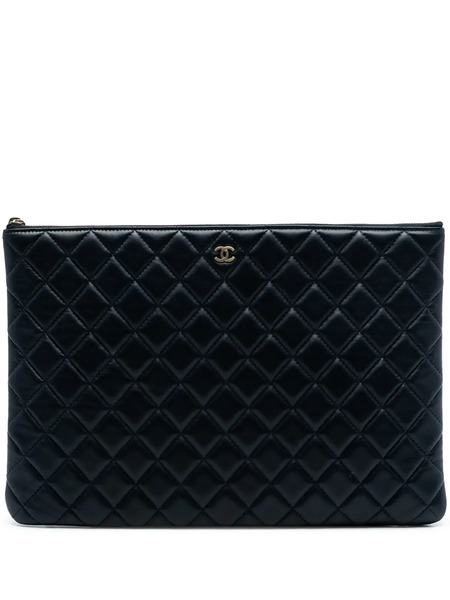 Chanel Pre-owned Bolso De Mano O Case Grande Con Diseño Acolchado De Piel De Borrego 2014-2015 - Azul 