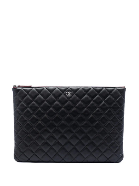  Chanel Pre-owned Bolso De Mano O Case Grande Con Diseño Acolchado De Piel De Borrego 2013-2014 - Negro 