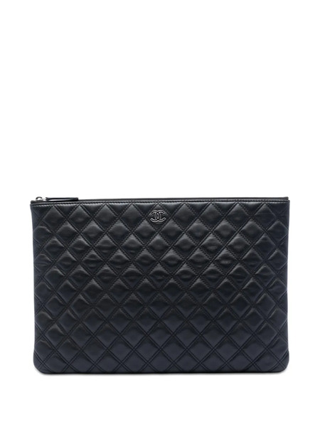  Chanel Pre-owned Bolso De Mano O Case Grande Con Diseño Acolchado De Piel De Borrego 2014-2015 - Negro 